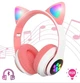 Бездротові навушники з котячими вушками та RGB підсвічуванням Cat VZV-23M Pink - зображення 10