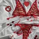 Комплект жіночої нижньої білизни Poker з шнурівкою бюстгалтер трусики з гартерами та чокер червоний L - зображення 8