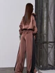 Костюм зі штанами і кофтою у стилі casual оверсайз домашній ISSA PLUS 15054 XL коричневий (issa2007682679188) - зображення 2