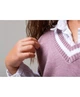 Жилетка для девочки ART KNIT Розовая с белой полоской, 128-134см 026275 - изображение 2