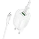 Мережевий зарядний пристрій Borofone BA93A Lustrous PD20W+QC3.0 (1USB-A/1C) + кабель Type-C to Lightning White - зображення 1