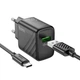 Мережевий зарядний пристрій Hoco CS21A 18W/3A USB зі швидкою зарядкою QC3.0 + кабель Type-C Black - зображення 2