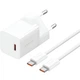 Сетевое зарядное устройство Baseus GaN5 Fast Charger(mini) 1C 30W + кабель Type-C to Type-C 100W 1m (P10110902213-00) Moon White - изображение 1