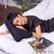 Подушка ортопедическая MirSon Стружка Memory №4216 Delicate satin 0848 Blue Black Kiddy 50х29х8 см (2200006424314) - изображение 3