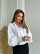 Вкорочена однотонна сорочка з манжетами та рукавами ліхтариками Мод ММа-061, білий, розмір 46-48 - зображення 5
