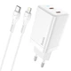 Комплект для швидкої зарядки Зарядний мережевий пристрій Hoco N23 45W 2Type-C 3A QC3.0+PD3.0 + Кабель Type-C to Lightning 3A 1m White - зображення 2