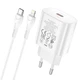 Комплект для быстрой зарядки Зарядное сетевое устройство Hoco N22 25W Type-C 3A QC3.0+PD3.0 + Кабель Type-C to Lightning 20W 1m White - изображение 4