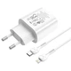 Комплект для быстрой зарядки Зарядное сетевое устройство Hoco N22 25W Type-C 3A QC3.0+PD3.0 + Кабель Type-C to Lightning 20W 1m White - изображение 5
