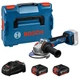 Акумуляторна безщіткова кутова шліфмашина Bosch Professional GWS 18V-11 у L-Boxx з 2 акб 18V 5Ah і з/п GAL 1880 (06019N4103) - зображення 1
