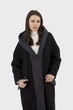 Жіноче вовняне пальто бочонок з капюшоном, чорне, стиль casual Basic (чорний, M), 43395, 24939 - зображення 2
