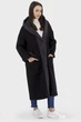 Жіноче вовняне пальто бочонок з капюшоном, чорне, стиль casual Basic (чорний, M), 43395, 24939 - зображення 3