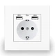 Розетка Coswall з 2 USB-портами та заземленням Пластикова Біла - зображення 1