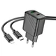 Мережевий зарядний пристрій HOCO CS23A Sunlight dual-port charger Lightning cable 30W Black - зображення 5