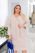 Костюм женский деловой из костюмной ткани с декором камнями платье полуприлегающее и жакет весенне-летний G&M k-118719 54-56 Размер цвет Бежевый - изображение 2