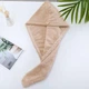 Двустороннее банное полотенце - капюшон на пуговице для головы "Plush Towel" мягкая шапочка тюрбан / чалма для сушки волос без повреждений, 48 см, бежевый (104057931) - изображение 3