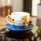 Керамическая чашка с блюдцем для чая и кофе 250 (мл) Синяя - изображение 3