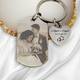 Брелок с гравировкой фото, стальной, с подвеской сердечком, именами и памятными датами - изображение 1