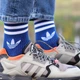 Чоловічі спортивні шкарпетки високі з принтом Adidas кольорові, Три пари/42-45р. - зображення 5