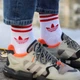 Чоловічі бавовняні спортивні шкарпетки високі з принтом Adidas, Три пари/42-45р. - зображення 3