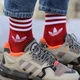Чоловічі спортивні шкарпетки високі з принтом Adidas кольорові, Червоні/42-45р. - зображення 4
