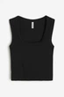 Топ H&M 271212776 XS Черный - изображение 4