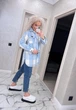 Fashions • Жіноча сорочка в клітинку Veronica Fashions 58-60 блакитний (1746-бу) - зображення 3