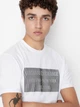 Футболка хлопковая длинная мужская Armani Exchange 533091524 2XL Белая с принтом (1159830013) - изображение 4