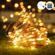 Гирлянда праздничная Xmas 100 Led 10m (Copper) на медной проволоке (Капля росы) WW от батареек+USB Теплый белый - изображение 2