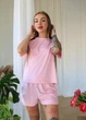 Піжама (футболка+шорти) SONTSVIT велюр M Рожева - зображення 4