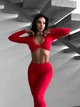Спортивный комплект «Brazilian» (рашгард с чашками и леггинсы с пуш-ап эффектом), красного цвета, размер S - изображение 3