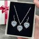 Набор украшений серьги и колье "Сердечки Цирконий в серебре" Fashion Jewelry в сувенирной коробочке (12750) - изображение 2