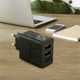 Адаптер на 2 USB с дисплеем и поддержкой fast charge CX QC03 черный 5в 2а - изображение 1