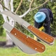 Садовый складной нож Palisad с изогнутым лезвием и деревянной ручкой - изображение 1