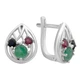 Серебряные серьги с натуральным сапфиром 4.05ct, изумрудом, рубином (2182320) - изображение 1