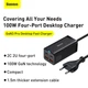 Мережевий зарядний пристрій Baseus GaN3 Pro 100 Вт PD+QC 2 × USB Type-C + 2 × USB-A чорний - зображення 11