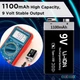 Аккумулятор BauTech перезаряжаемый 9V Крона Li-Ion 1100 мАч с Type-C Чёрный (1015-935-00) - изображение 11