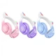 Светящиеся LED Bluetooth наушники Hoco w42 cat ear фиолетовые - изображение 4