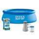 Intex Easy Set бассейн 396×84 см с фильтром 28142 — надувной круглый, объём 7290 л, для семьи и дачи - изображение 1