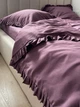 Комплект постільної білизни Cozy з рюшами слива Односпальний 140*200 см, простирадло 130*240 без резинки - изображение 6