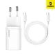 Мережевий зарядний пристрій 25W Baseus Super Si Швидка зарядка Quick Charger + кабель Type-C to Type-C 3A 1m TZCCSUP-L02 White - зображення 1