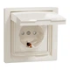 Розетка с крышкой с заземлением + шторки IP44 Asfora Schneider Electric крем EPH3100323 - изображение 1