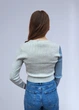 Кардиган женский укороченный в рубчик Tally Weijl Серый с голубым 13119 S (42-44) - изображение 3