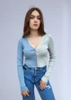 Кардиган женский укороченный в рубчик Tally Weijl Серый с голубым 13119 S (42-44) - изображение 4