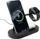 Бездротове зарядне для телефону 3 in 1 Wireless Charger 15W FAST швидке зарядне для декількох пристроїв чорний - зображення 2