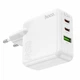 Зарядний пристрій Hoco C115A Header PD65W QC (2C1A) GAN White - изображение 2