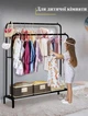 Вішалка підлогова Double FloorHanger для одягу, з полицями для взуття і з гачками, розкладна, чорна - зображення 2
