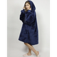 Плед Huggle Hoodie худи с капюшоном 80*100 см толстовка кофта оверсайз мягкий флисовый с рукавами для дома синий XL - изображение 1