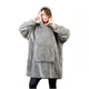 Плед Huggle Hoodie худи с капюшоном 80*100 см толстовка кофта оверсайз мягкий флисовый с рукавами для дома серый XL - изображение 2