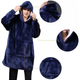 Плед Huggle Hoodie худи с капюшоном 80*100 см толстовка кофта оверсайз мягкий флисовый с рукавами для дома синий XL - изображение 4