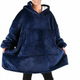 Плед Huggle Hoodie худи с капюшоном 80*100 см толстовка кофта оверсайз мягкий флисовый с рукавами для дома синий XL - изображение 5